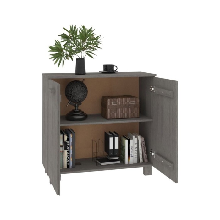 Buffet Gris clair 85x35x80 cm Bois massif de pin