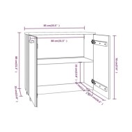 Buffet Gris clair 85x35x80 cm Bois massif de pin