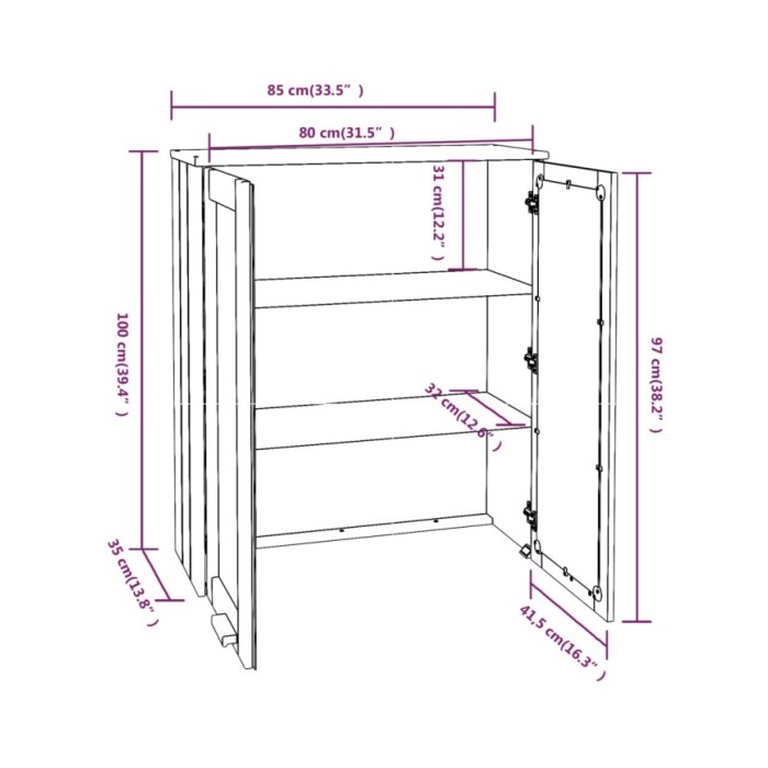 Dessus de buffet Blanc 85x35x100 cm Bois massif de pin