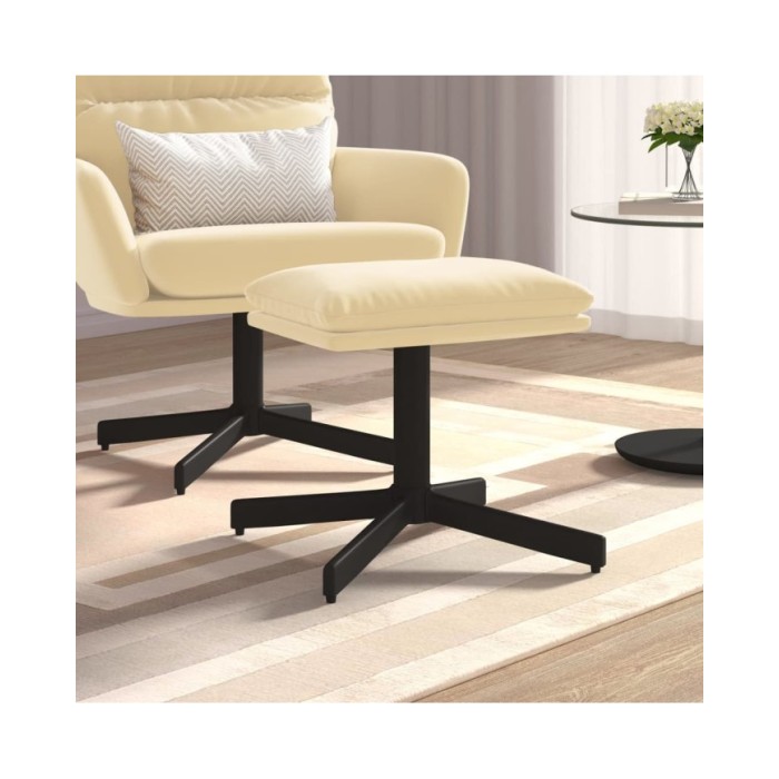 Repose-pied Blanc crème 60x60x39 cm Velours