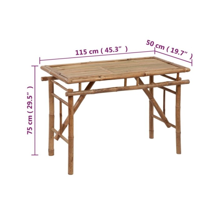 Table de jardin pliable 115x50x75 cm Bambou