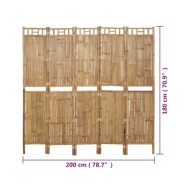 Cloison de séparation 5 panneaux Bambou 200x180 cm