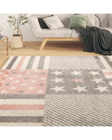 Tapis pour enfants 120x170 cm Motif d'étoiles Rose