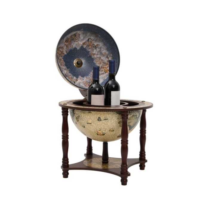 Support à vin bar forme globe Marron Bois d'eucalyptus massif