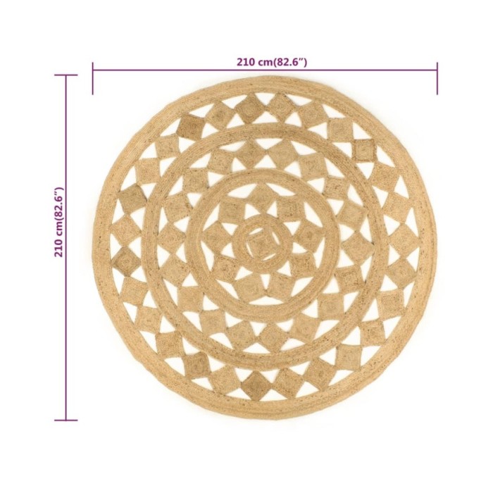 Tapis fait à la main Jute tressée 210 cm