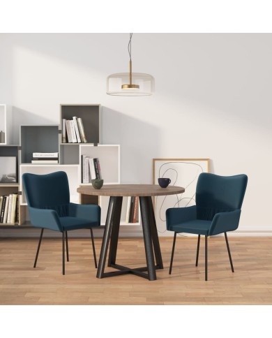 Chaises de salle à manger 2 pcs Bleu Velours