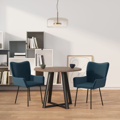 Chaises de salle à manger 2 pcs Bleu Velours