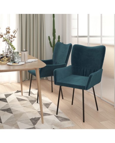 Chaises de salle à manger 2 pcs Bleu Velours