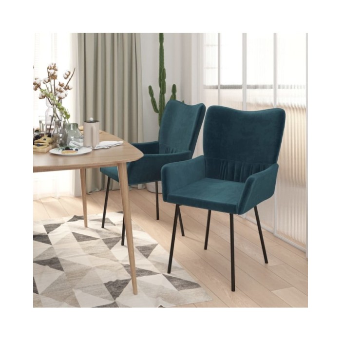 Chaises de salle à manger 2 pcs Bleu Velours