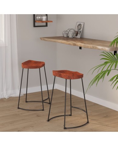Tabourets de bar Gavin 2 pcs 45x40x63 cm Bois massif manguier