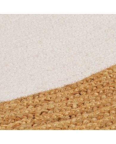 Tapis tressé Blanc et naturel 150 cm Jute et coton Rond