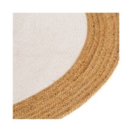 Tapis tressé Blanc et naturel 150 cm Jute et coton Rond