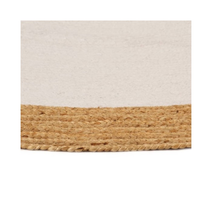 Tapis tressé Blanc et naturel 150 cm Jute et coton Rond