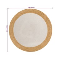 Tapis tressé Blanc et naturel 150 cm Jute et coton Rond