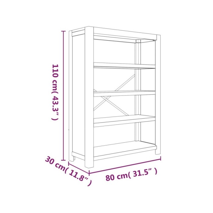 Bibliothèque 4 niveaux 80x30x110 cm Bois solide d'acacia