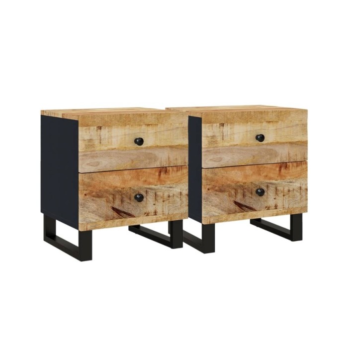 Tables de chevet 2 pcs 40x33x46 cm Bois de manguier solide