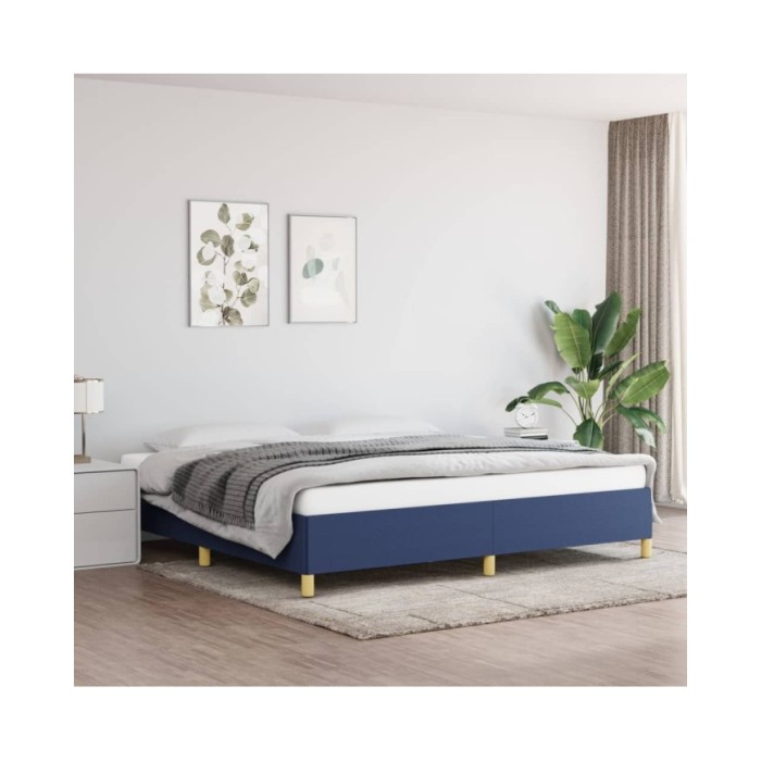 Cadre de lit Bleu 200x200 cm Tissu
