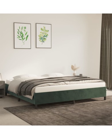 Cadre de lit Vert foncé 200x200 cm Velours