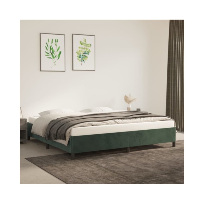 Cadre de lit Vert foncé 200x200 cm Velours