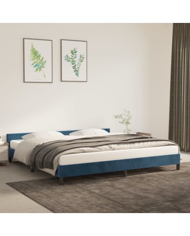 Cadre de lit avec tête de lit Bleu foncé 200x200 cm Velours