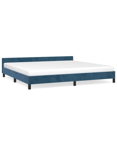 Cadre de lit avec tête de lit Bleu foncé 200x200 cm Velours