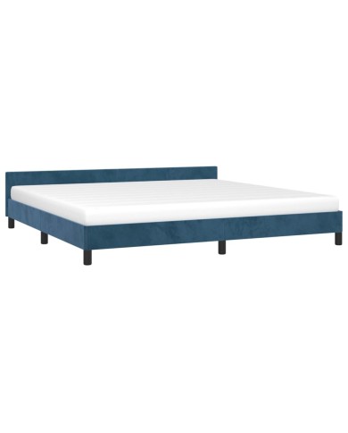 Cadre de lit avec tête de lit Bleu foncé 200x200 cm Velours