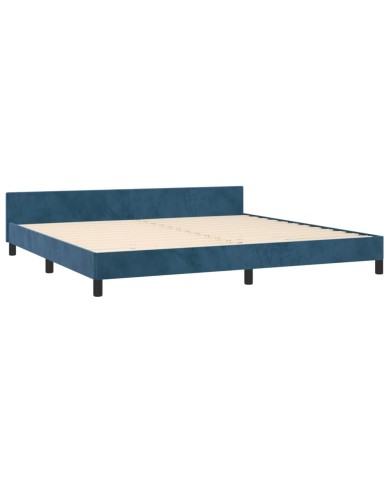 Cadre de lit avec tête de lit Bleu foncé 200x200 cm Velours