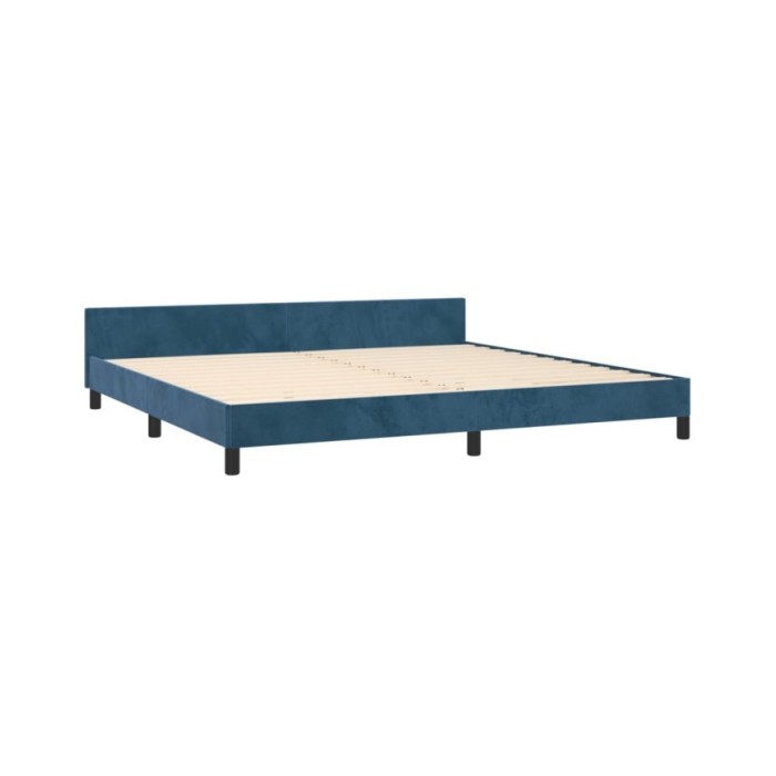 Cadre de lit avec tête de lit Bleu foncé 200x200 cm Velours