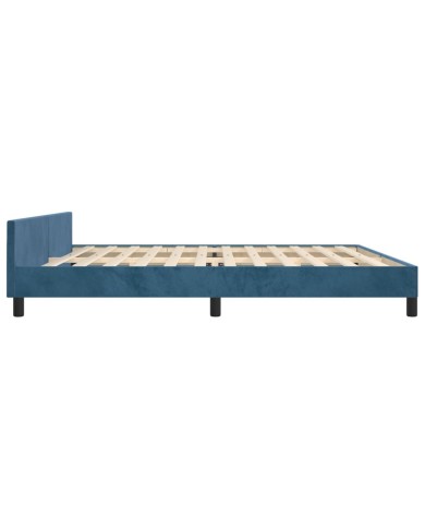 Cadre de lit avec tête de lit Bleu foncé 200x200 cm Velours