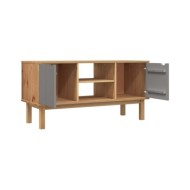 Meuble TV Marron et gris 113,5x43x57 cm Bois de pin massif