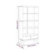 Bibliothèque avec 2 tiroirs Marron et blanc Bois de pin massif