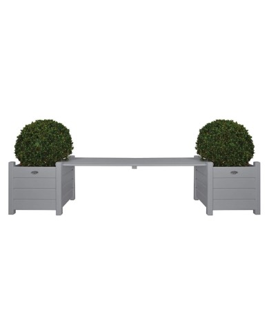 Esschert Design Jardinières avec banc pont Gris CF33G