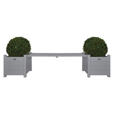 Esschert Design Jardinières avec banc pont Gris CF33G