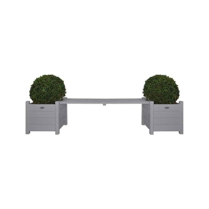 Esschert Design Jardinières avec banc pont Gris CF33G