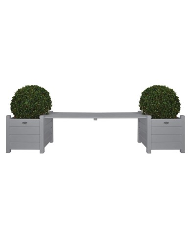 Esschert Design Jardinières avec banc pont Gris CF33G