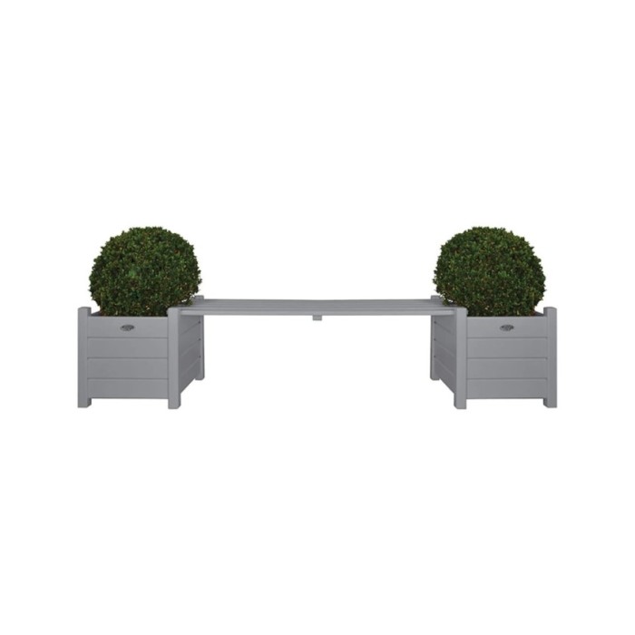 Esschert Design Jardinières avec banc pont Gris CF33G