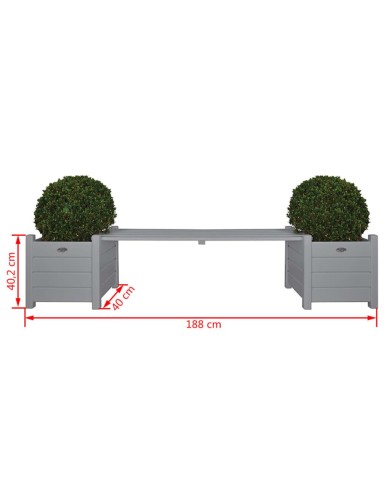 Esschert Design Jardinières avec banc pont Gris CF33G