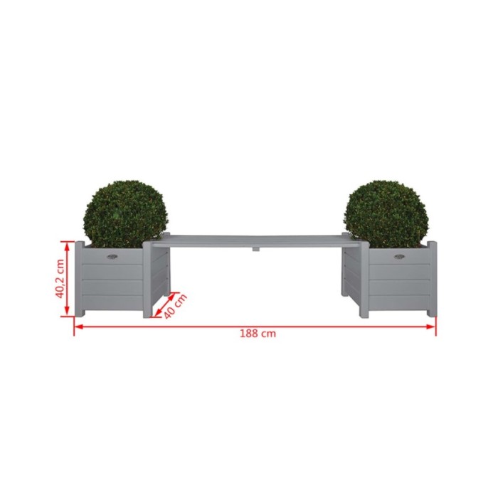 Esschert Design Jardinières avec banc pont Gris CF33G