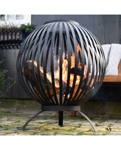Esschert Design Balle à feu Bandes Noir Acier au carbone FF400