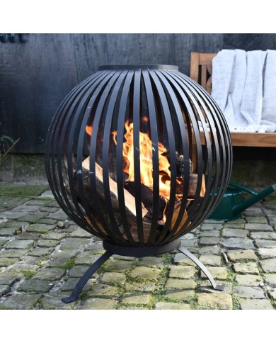 Esschert Design Balle à feu Bandes Noir Acier au carbone FF400