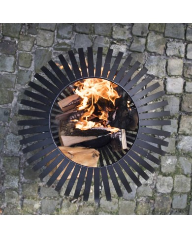 Esschert Design Balle à feu Bandes Noir Acier au carbone FF400