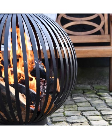 Esschert Design Balle à feu Bandes Noir Acier au carbone FF400