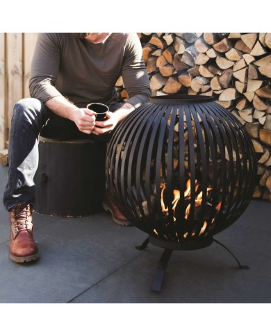 Esschert Design Balle à feu Bandes Noir Acier au carbone FF400