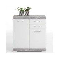 FMD Armoire avec 2 portes et 2 tiroirs 80x34,9x89,9 cm Béton et blanc