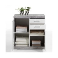 FMD Armoire avec 2 portes et 2 tiroirs 80x34,9x89,9 cm Béton et blanc