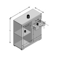 FMD Armoire avec 2 portes et 2 tiroirs 80x34,9x89,9 cm Béton et blanc