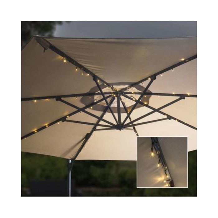 HI Parasol avec guirlande lumineuse à LED 130 cm