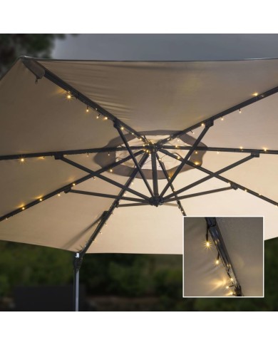 HI Parasol avec guirlande lumineuse à LED 130 cm