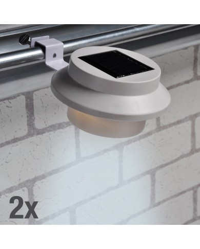 HI Ensemble de lampes solaires LED de gouttière 2 pcs Blanc
