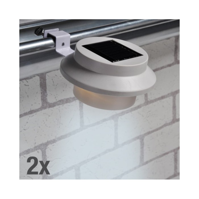HI Ensemble de lampes solaires LED de gouttière 2 pcs Blanc
